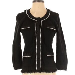 White House Black Market Knit jacket blazer Sz Small Pearls WHBM